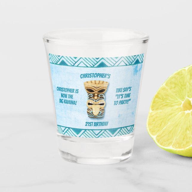 Verre A Shot 21e anniversaire Tiki Big Kahuna Hawaiian (Devant)