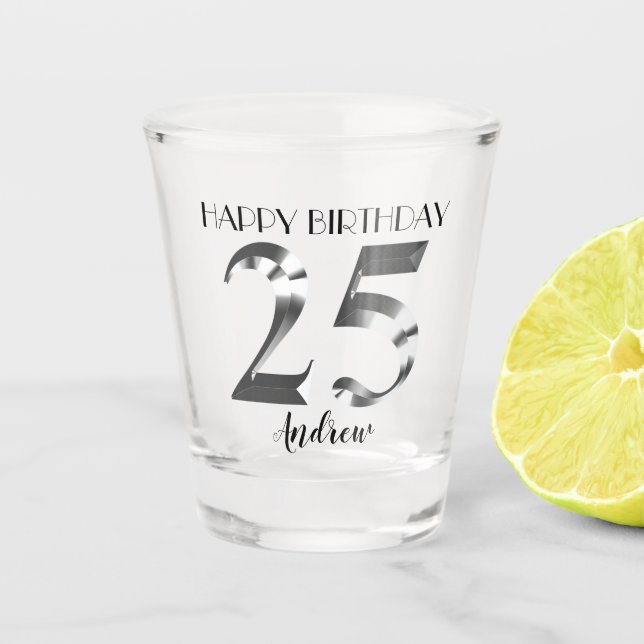 Verre A Shot 25e anniversaire d'argent métallique (Devant)