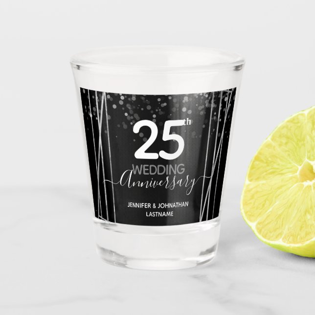 Verre A Shot 25e anniversaire du Mariage Argent (Devant)