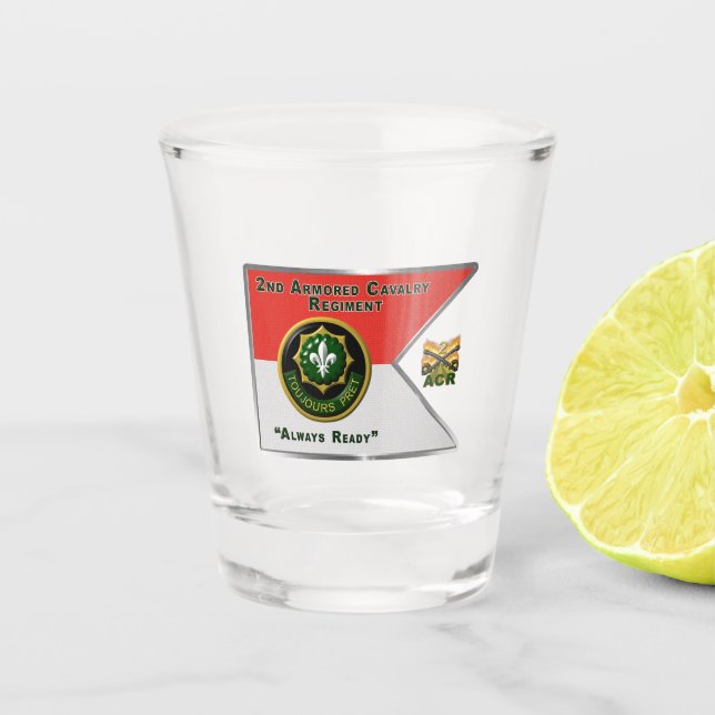 Verre A Shot 2e régiment de cavalerie blindée "toujours prêt" (Devant)