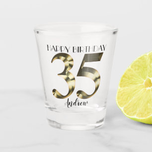 Verre A Shot 35e anniversaire d'or métallique