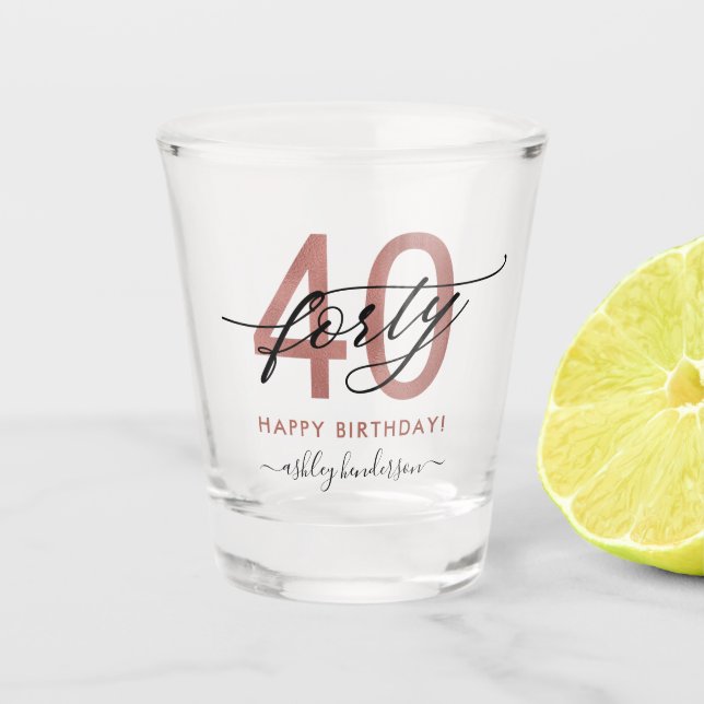 Verre A Shot 40e anniversaire Chic Parties scintillant Ombre (Devant)