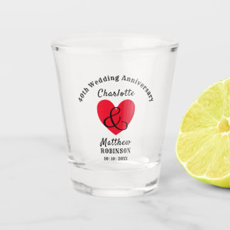 Verre A Shot 40e anniversaire de Mariage Cadeau personnalisé