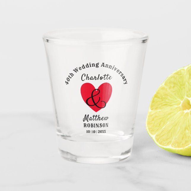 Verre A Shot 40e anniversaire de Mariage Cadeau personnalisé (Devant)