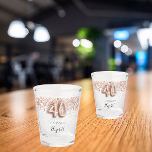 Verre A Shot 40e anniversaire rose or blush nom