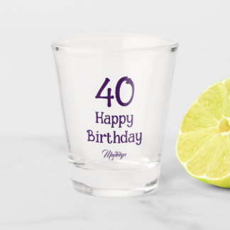 Verre A Shot 40th Birthday Party Script Custom Name Shot glass