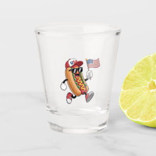 Verre A Shot 4 juillet Hotdog Indépendance américaine 1776