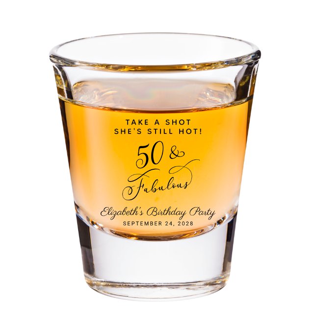 Verre A Shot 50 et fabuleux 50e anniversaire Fête Favor (50 & Fabulous: Toast to a Life Well Celebrated!)