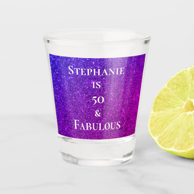 Verre A Shot 50 Et Fabuleux Anniversaire Rose Purple Parties sc (Devant)