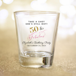 Verre A Shot 50 Fabuleux 50e anniversaire Pink Gold Party Favor