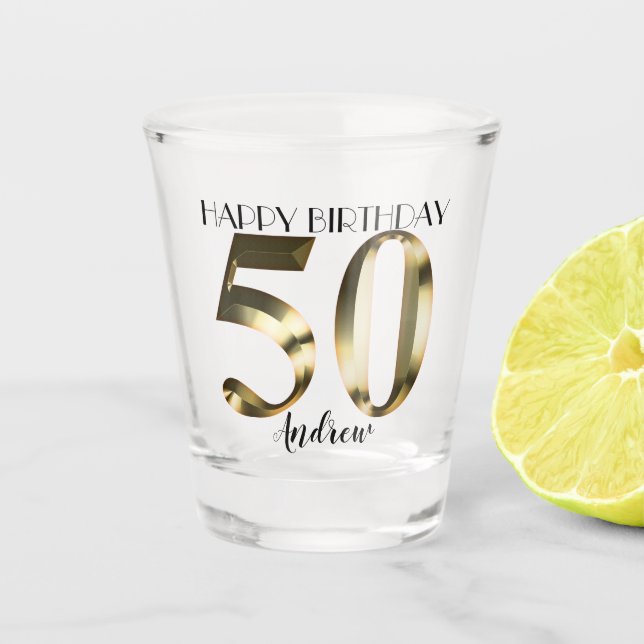 Verre A Shot 50e anniversaire d'or métallique (Devant)