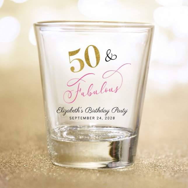 Verre A Shot 50e anniversaire Pink Gold Party Favor (Créateur téléchargé)