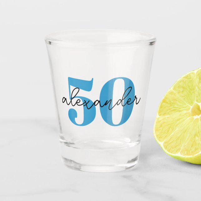 Verre A Shot 50ème anniversaire d'âge écriture moderne (Devant)