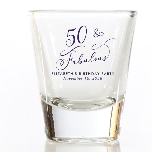 Verre A Shot 50th Birthday Purple Party Favor (Créateur téléchargé)