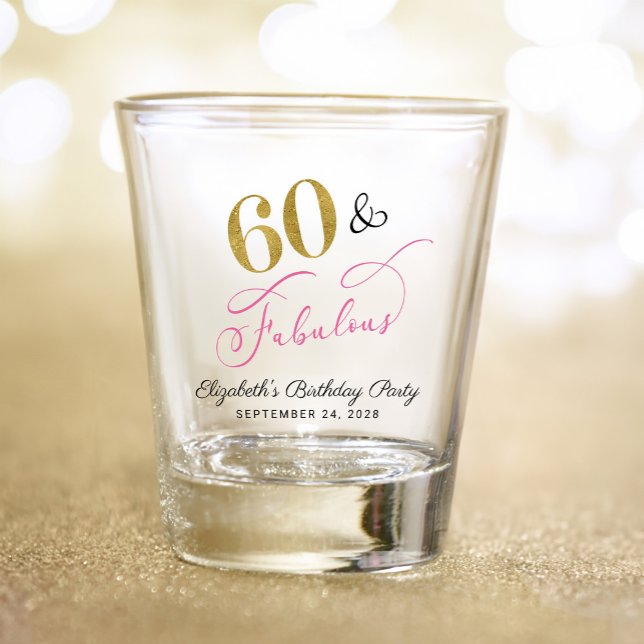 Verre A Shot 60 Fabuleux Pink Gold 60e fête d'anniversaire Favo (60 & Fabulous: Toast to a Life Well Celebrated!)