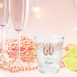 Verre A Shot 60e anniversaire rose or blush confetti nom