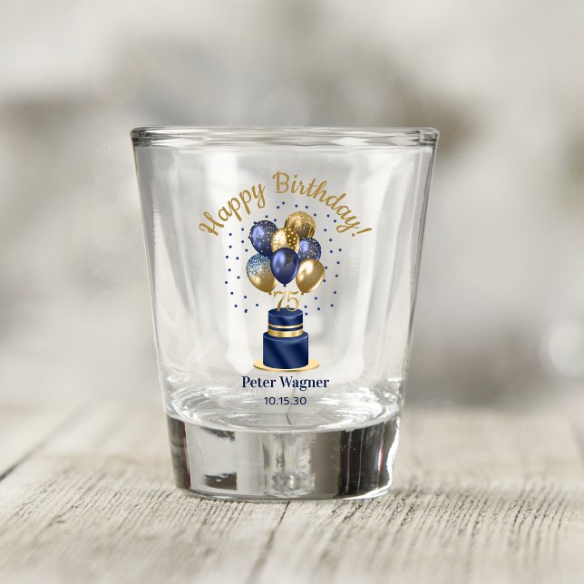 Verre A Shot 75e anniversaire de la Marine Bleu Bleu Bleu Gâtea (Créateur téléchargé)
