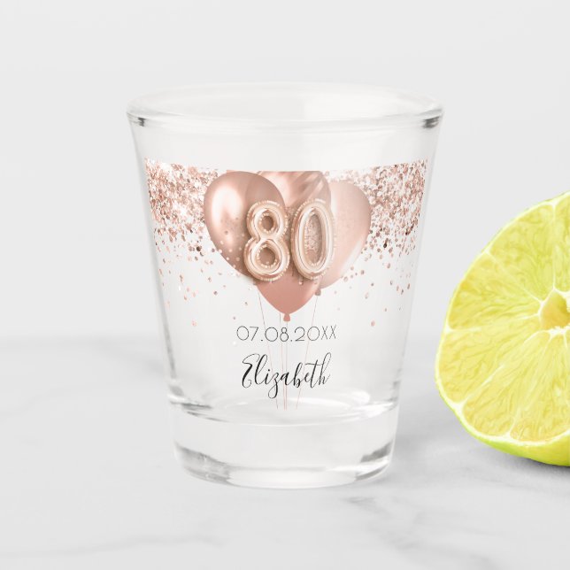 Verre A Shot 80e anniversaire rose nom des ballons d'or (Devant)