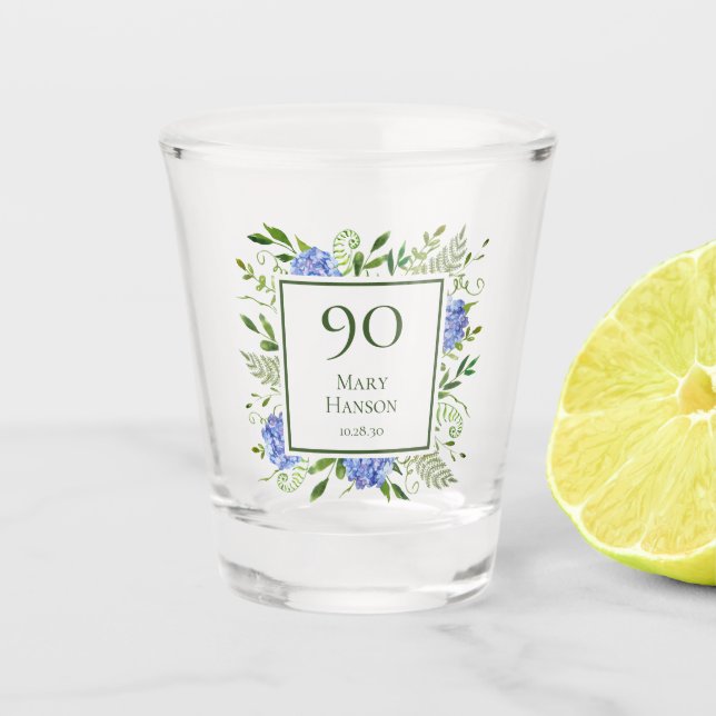 Verre A Shot 90e anniversaire Blue Hydrangeas (Devant)