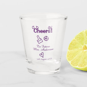 Verre A Shot À la future Mme nom de la mariée doodle violet