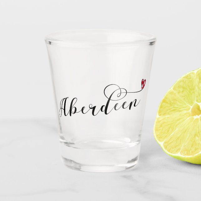 Verre A Shot Aberdeen Drapeau Coeur, Aberdonien (Devant)