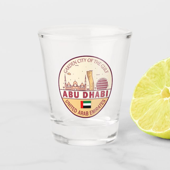 Verre A Shot Abou Dhabi Émirats arabes unis Emblem Skyline (Devant)