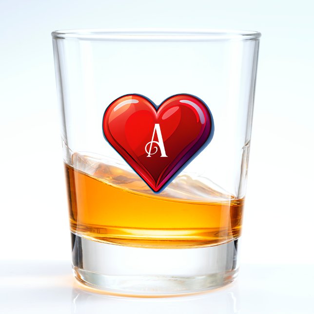 Verre A Shot Ace des Coeurs Red Casino Deck of Playing Cartes (red ace of hearts casino shot glass)