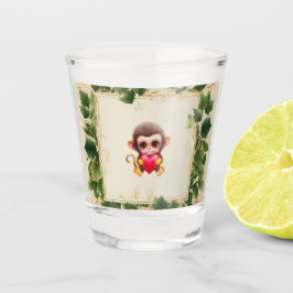 Verre A Shot Adorable Jungle Saint-Valentin Singe