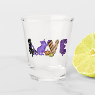 Verre A Shot Aimer avec un chat mignon pour Halloween