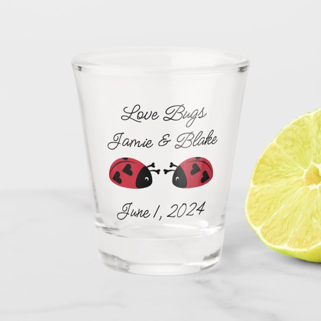 Verre A Shot Aimer les bogues, Personnaliser (Devant)