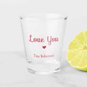 Verre A Shot Aimez-vous coeur rouge personnalisé blanc