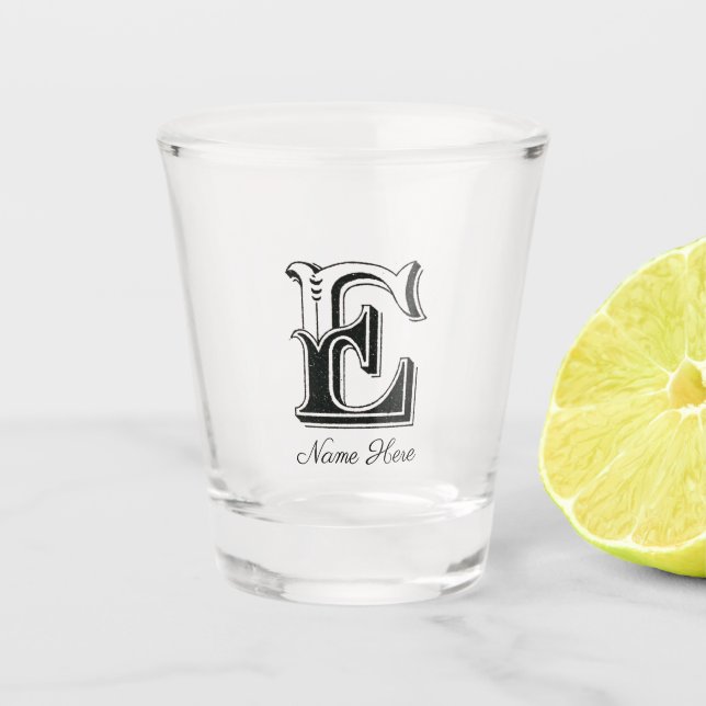 Verre A Shot alphabet e, lettre e, monogramme e, lettres e pili (Devant)