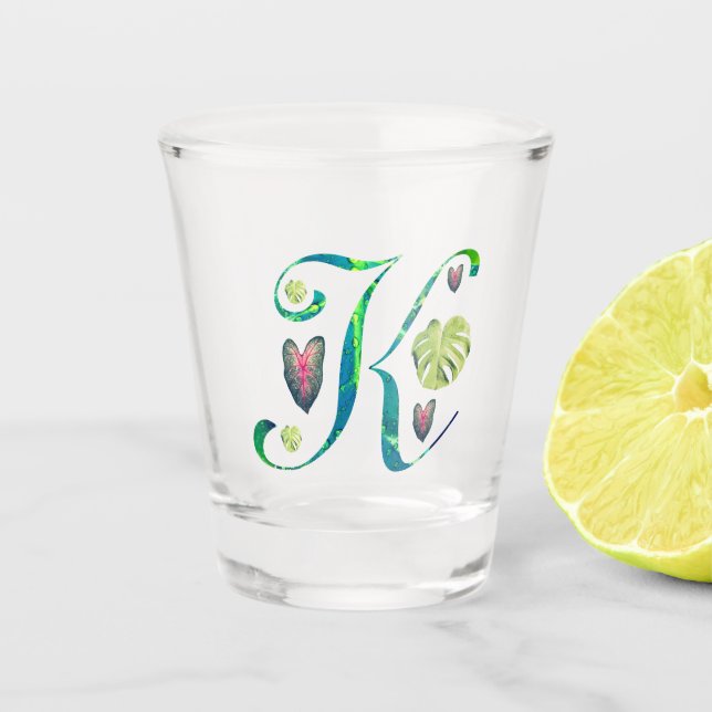Verre A Shot Alphabet Monstera "K" (Devant)