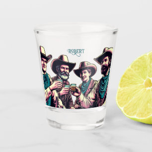 Verre A Shot Amis Cowboy Buvant des Shots Personnalisé