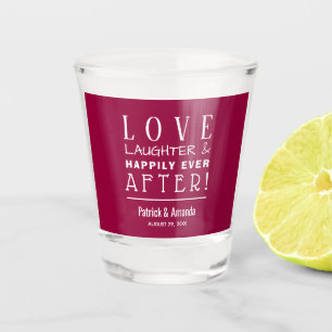 Verre A Shot Amour et rire Mariage de canneberge