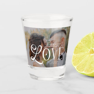 Verre A Shot Amour Moderne Monogramme Personnalisé pour Mariage