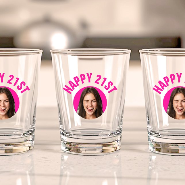 Verre A Shot Amusant 21e anniversaire PERSONNALISÉ TEXTE Photo (Créateur téléchargé)