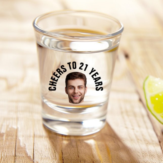 Verre A Shot Amusant 21e anniversaire PERSONNALISÉ TEXTE Photo (Créateur téléchargé)
