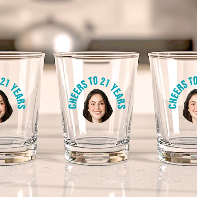 Verre A Shot Amusant 21e anniversaire PERSONNALISÉ TEXTE Photo (Créateur téléchargé)