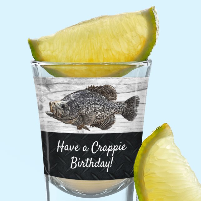 Verre A Shot Amusant Cool Crappie Pêche jeu d'anniversaire (Funny Crappie fishing Pun shot glass)