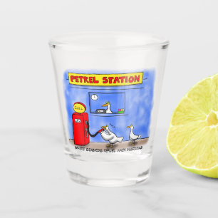 Verre A Shot Amusant goéland de mer petrel caricature humour