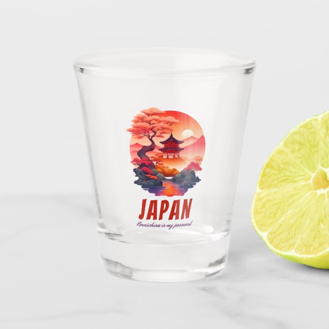 Verre A Shot Amusant Japon coucher de soleil paysage paysage (Devant)