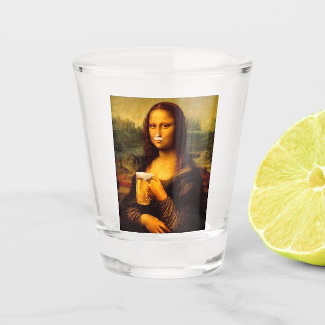 Verre A Shot Amusant Mona Lisa cadeau unique Amateur de bière (Devant)
