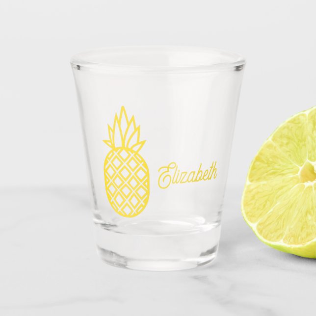 Verre A Shot Ananas Jaune Tropical Personnalisé (Devant)