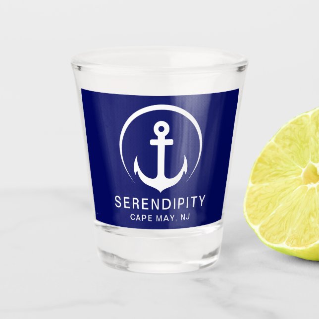 Verre A Shot Ancre nautique moderne Marine bleu (Devant)