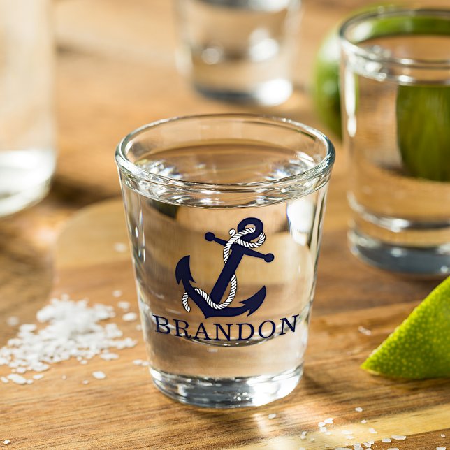Verre A Shot Ancre nautique Motif Choisissez Votre Nom Personna (Créateur téléchargé)