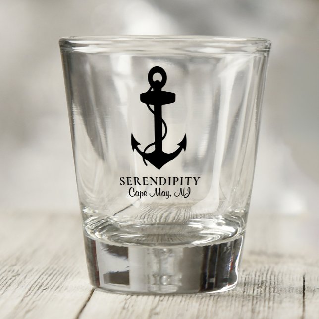 Verre A Shot Ancre noir bateau Monogramme Nautique (Créateur téléchargé)