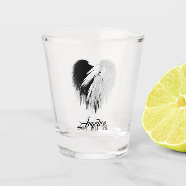 Verre A Shot ANGEL AILES COEUR Noir+Blanc Seulement mi-mal Funn (Devant)