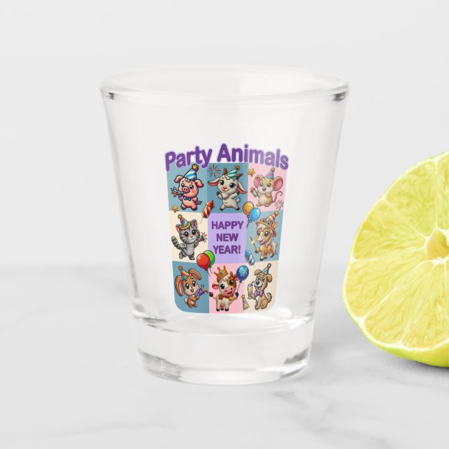Verre A Shot Animaux de fête "Bonne année" (Devant)