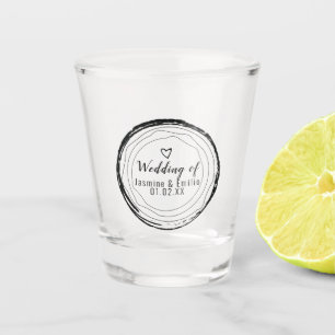 Verre A Shot Anneaux noirs de mariage à grain de bois en forme